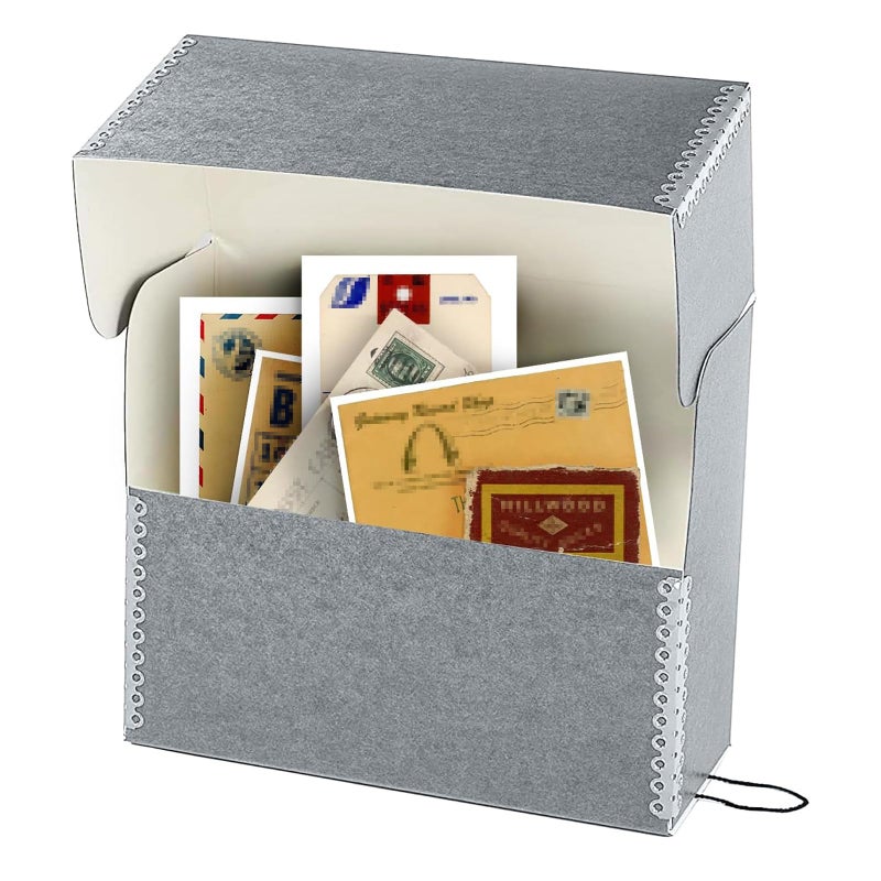 Lineco Archival Document Storage Box with Metal Edge, Acid-Free Gray Boxboard, Organize Files, Prints, Photos, Letter-Sized Case 12.5" x 10.5" x 5" Wide with 12 Folders - Image 5